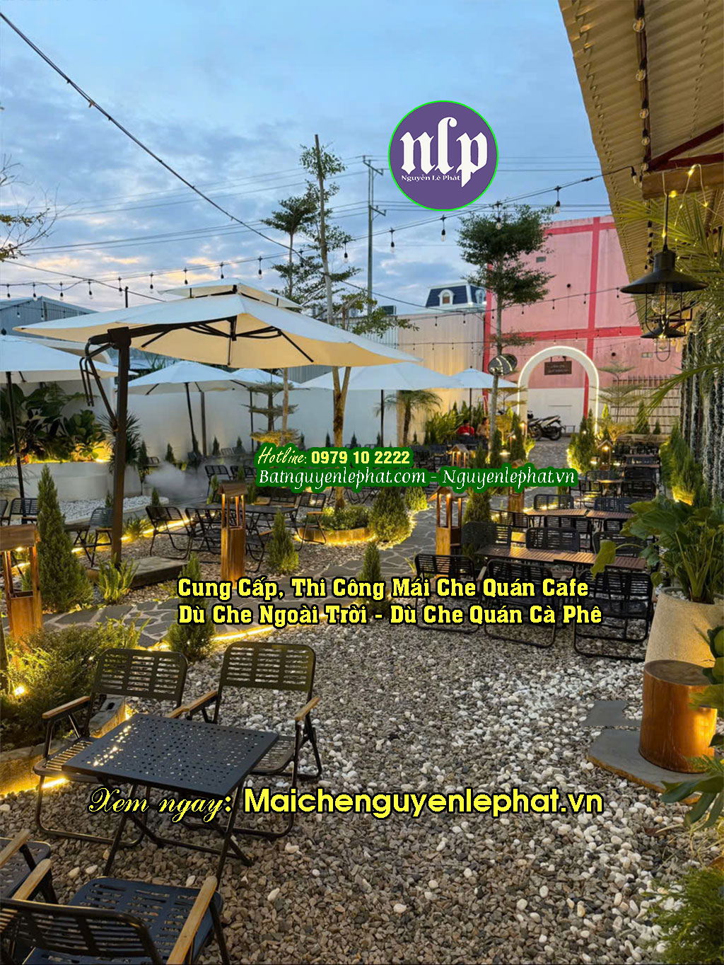 Dù Che Ngoài Trời Bán Hàng, Dù Che Lệch Tâm Quán Cafe tại Tây Ninh