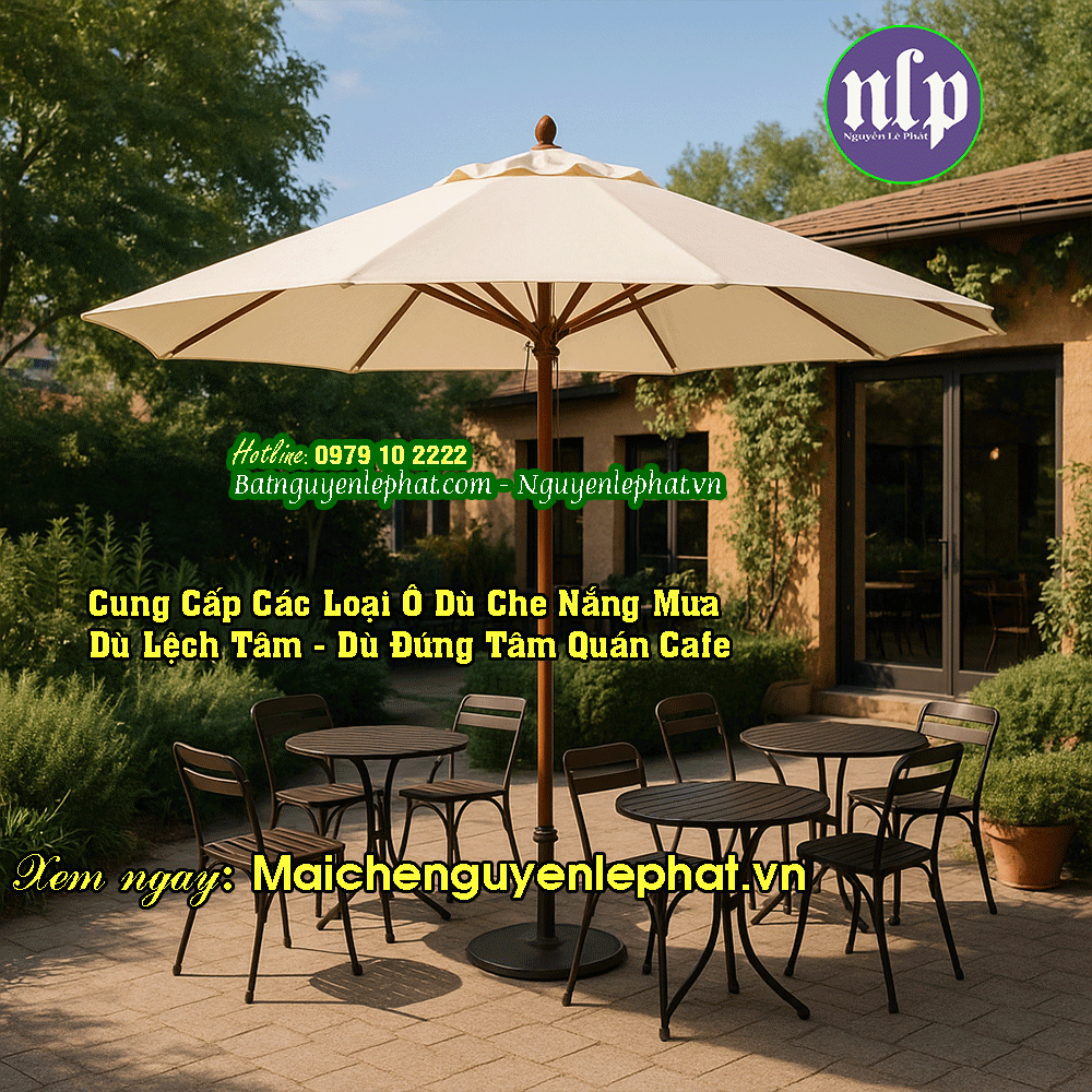 Mua Dù Che Sân Vườn Cho Cafe 2026 – Lệch Tâm/Xuyên Tâm, Giá Tốt