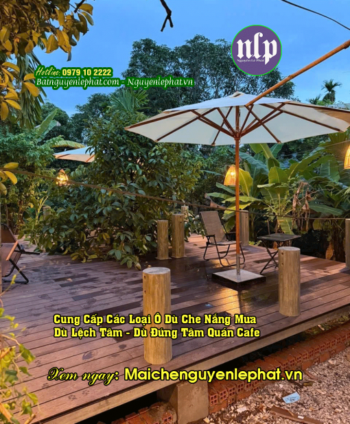 Ô Dù Cafe Sân Vườn 2026 – Xoay 360°, Chống Thấm, Bảo Hành Tận Nơi